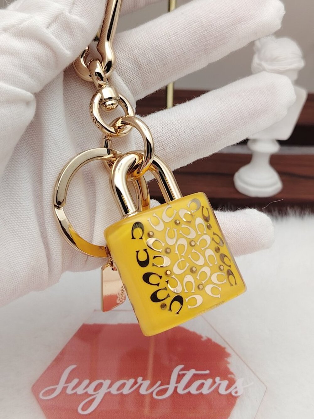 COACH bag charm yellow gold padlock Keychain Coach Bag Accessories